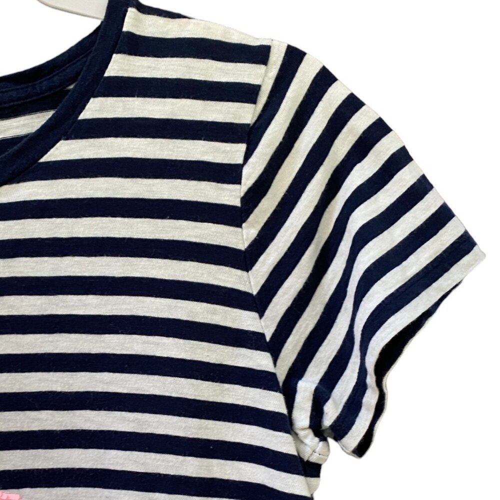 J Crew Factory Sequin Flamingo Tee Collector Striped Nautical Vacation Beach-M - Picture 7 of 11